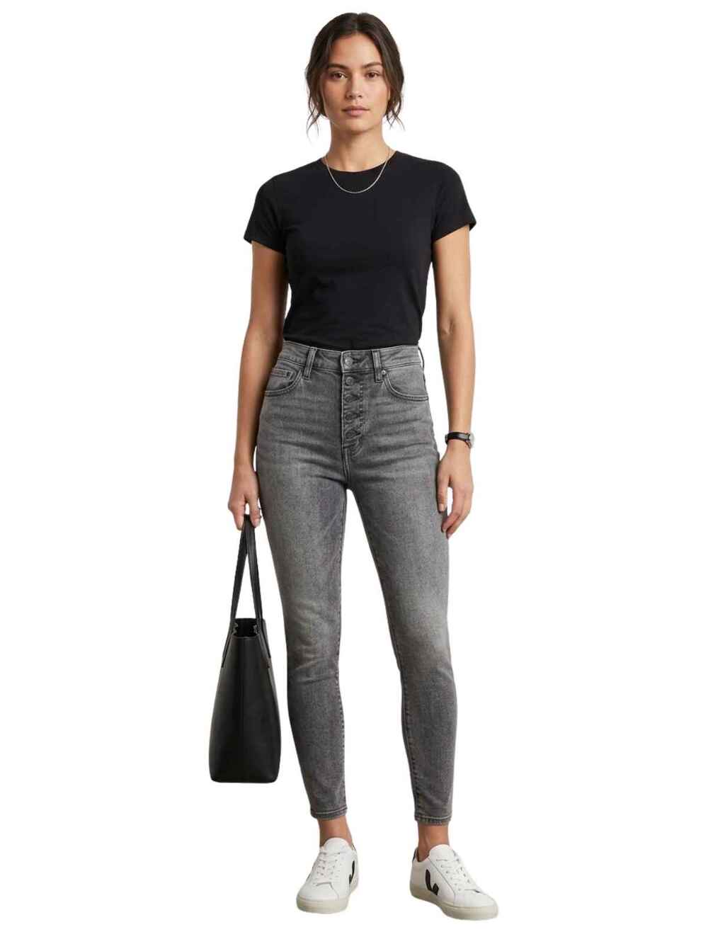 J Brand Lillie High Rise Button Fly Crop Skinny Jeans Gray Wash Women's Size 24